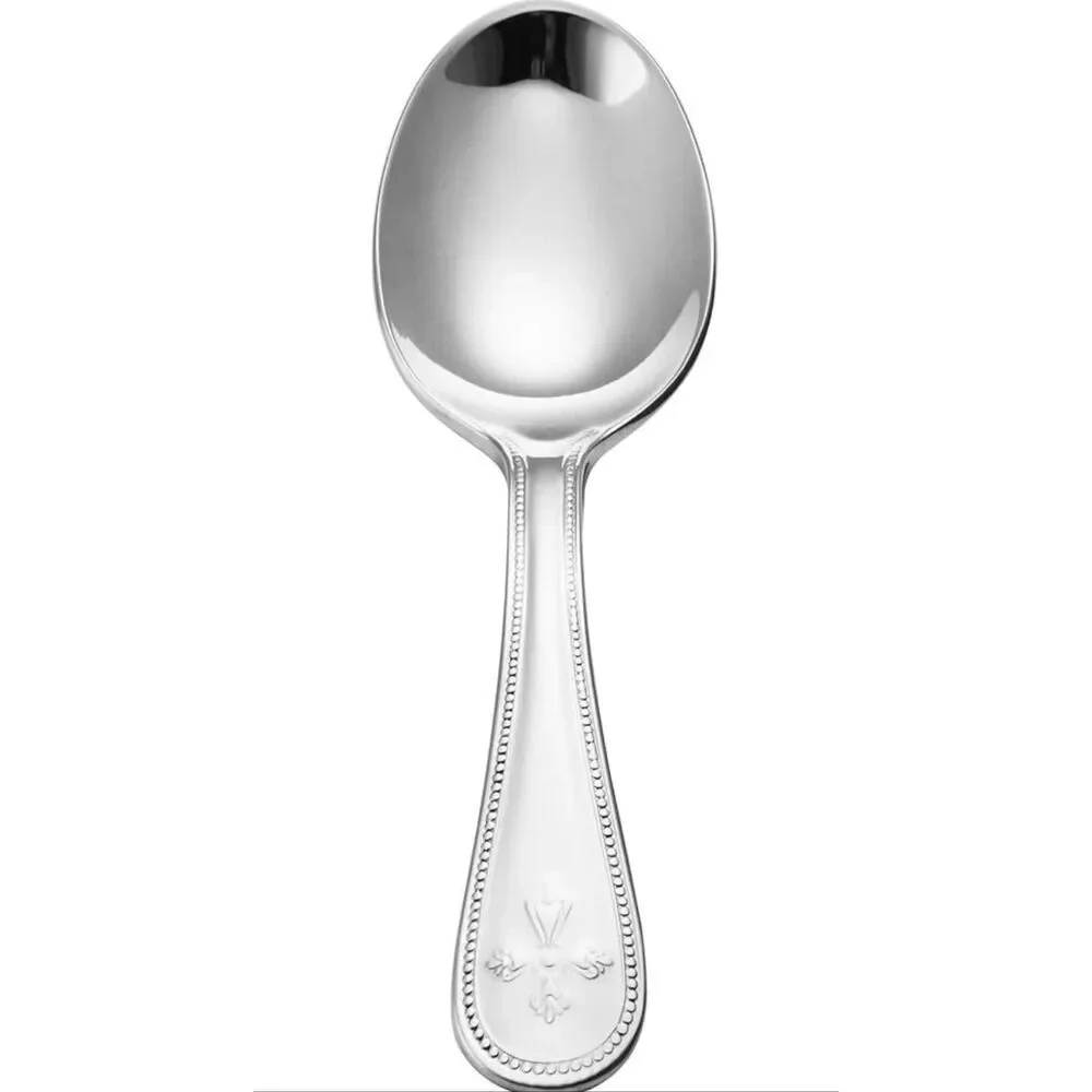 NWT Mikasa 3 Pc set baby Memento Box cross & beaded design Silver flatware set